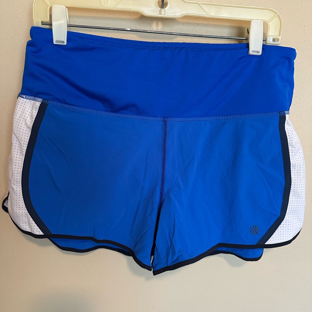 Athleta Blue and White Athletic Shorts Moisture-Wicking Comfort